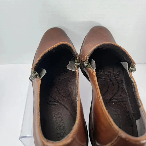 Born Womens 10 Brown Elliot Heeled Zipper Clogs‎ Mules Normcore Academia Casual - Picture 11 of 13